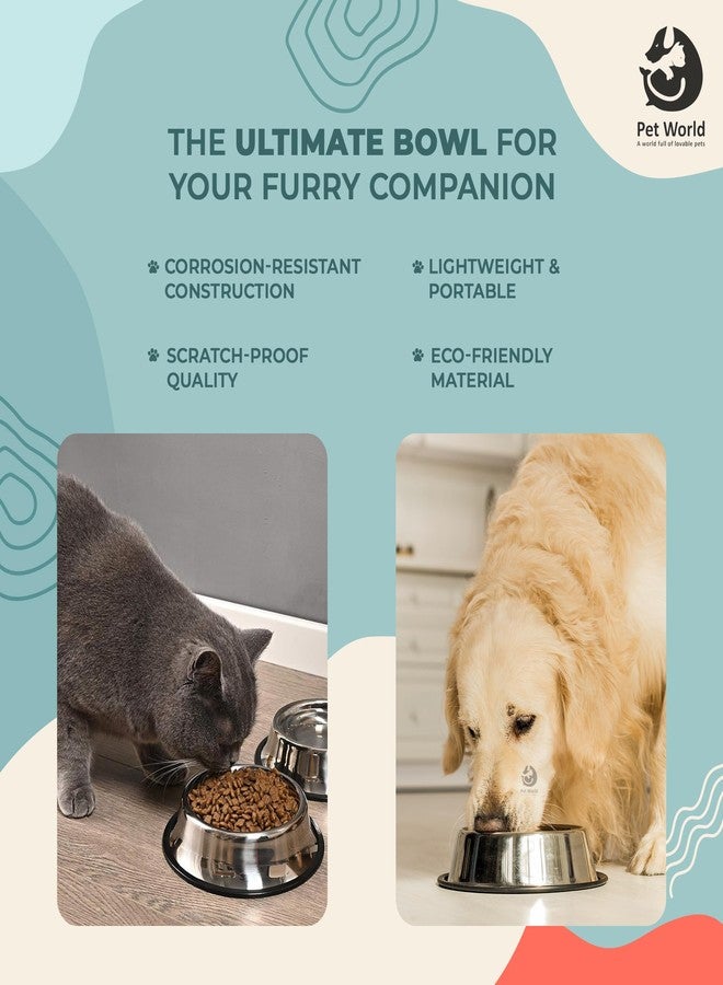 Pet World Feeding Bowl 720ml | Stainless Steel | for Dogs & Cats | Durable & Lightweight Feel | Scratch and Rust-Free | Non-Slip Ring at The Base | 720ml - Image 4